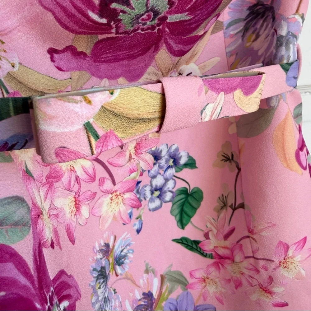 Zara Floral Sweetheart Corset Top Belted Bardot Pink NWT XS - Picture 3 of 10